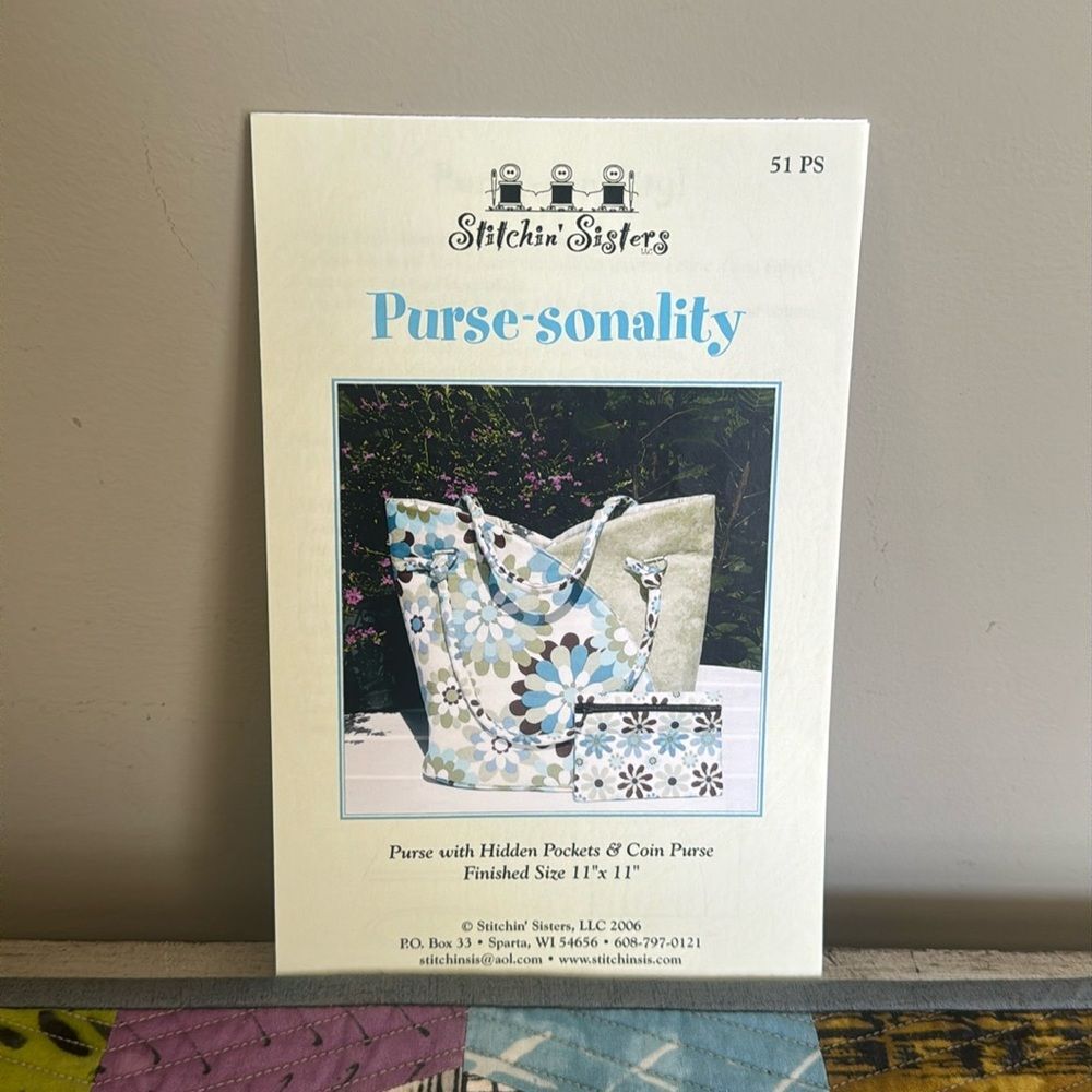 Stitchin’ Sisters Purse Pattern Purse-sonality NWT